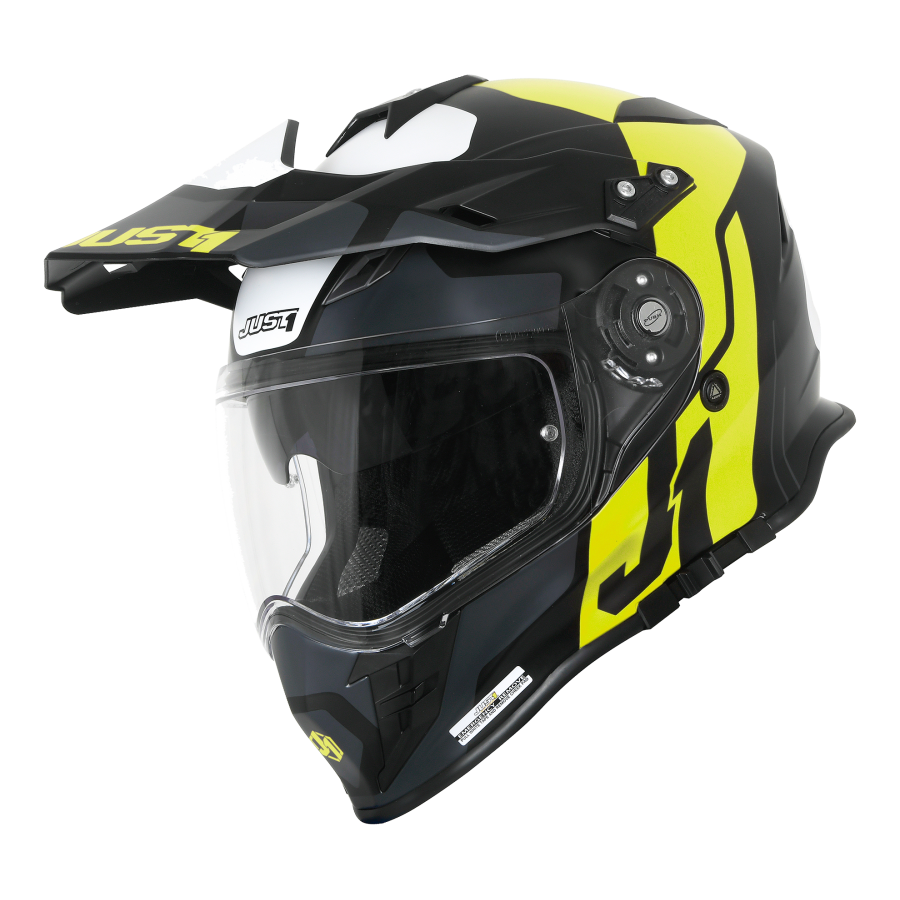 Шлем (мотард) JUST1 J34 Tour Hi-Vis желтый/черный матовый (2021)